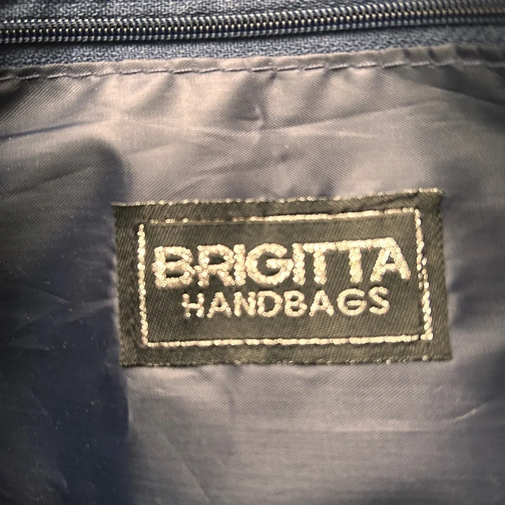 Elegant NWT SORRENTO ITALIA Nautical Blue & white Travel Bag Gold Embroidery